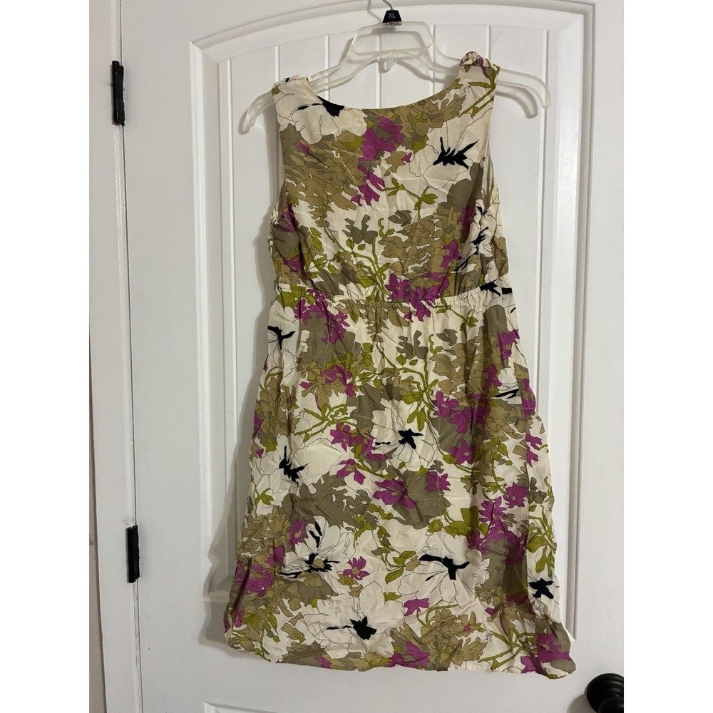 Ann Taylor Loft Floral Silk & Cotton V-Neck Empire Waist Womens Dress Size 0